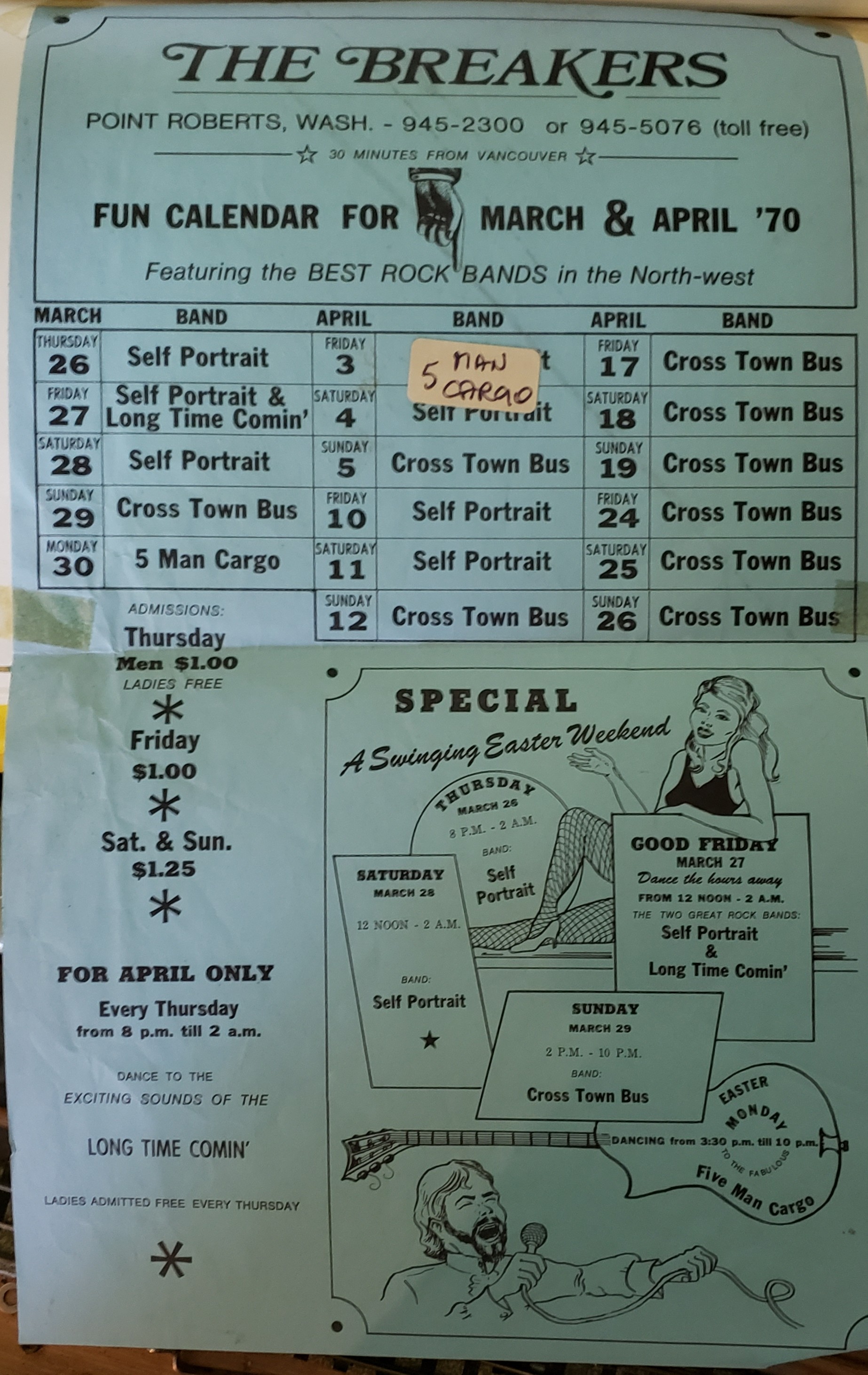 Self Portrait Breakers full calender Mar april 1970